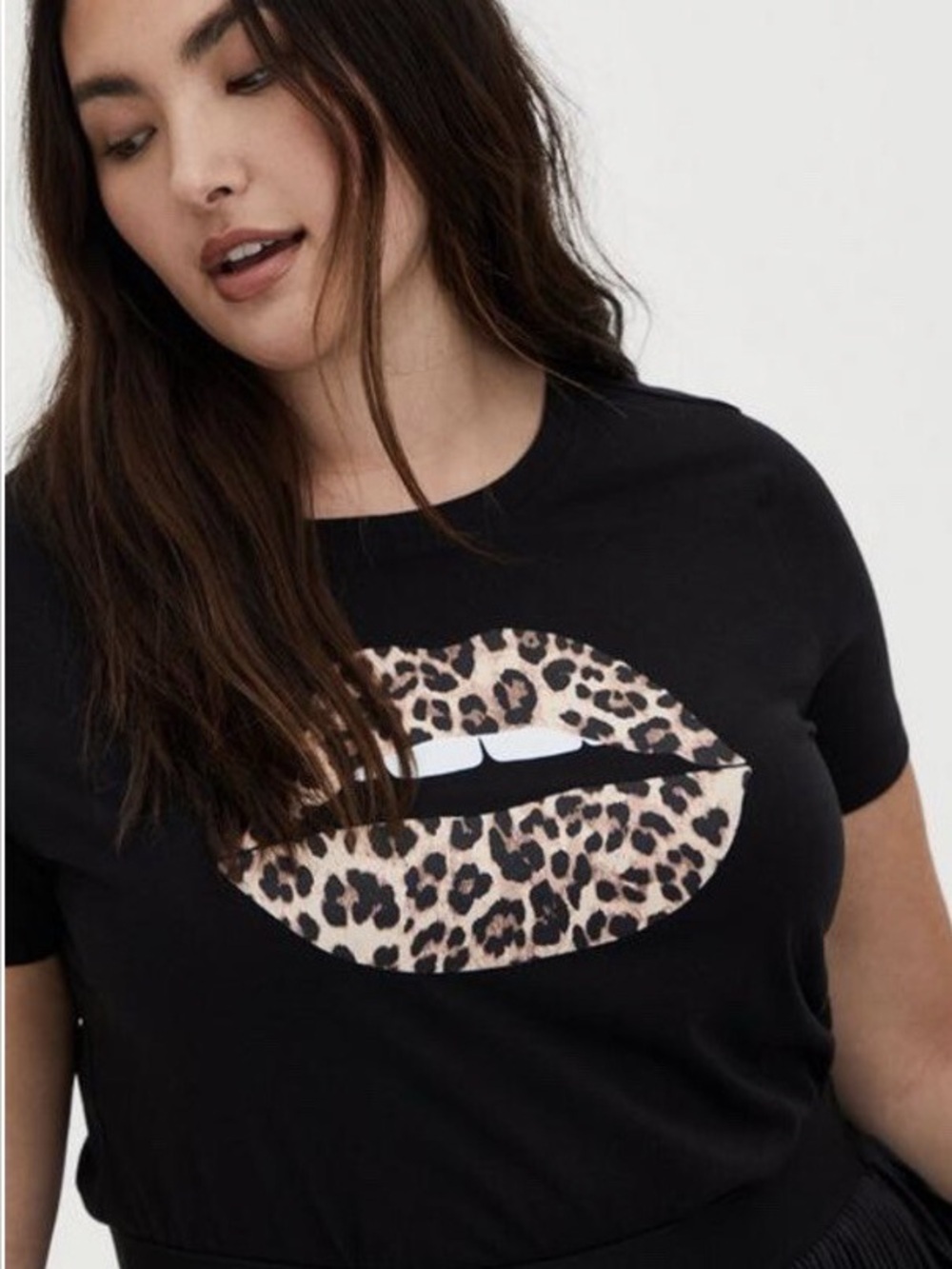 Torrid Black Women's Leopard Lip Graphic Tee
